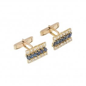 Yellow Gold Diamond And Sapphire Cufflinks Yellow Gold Diamond And Sapphire Cufflinks